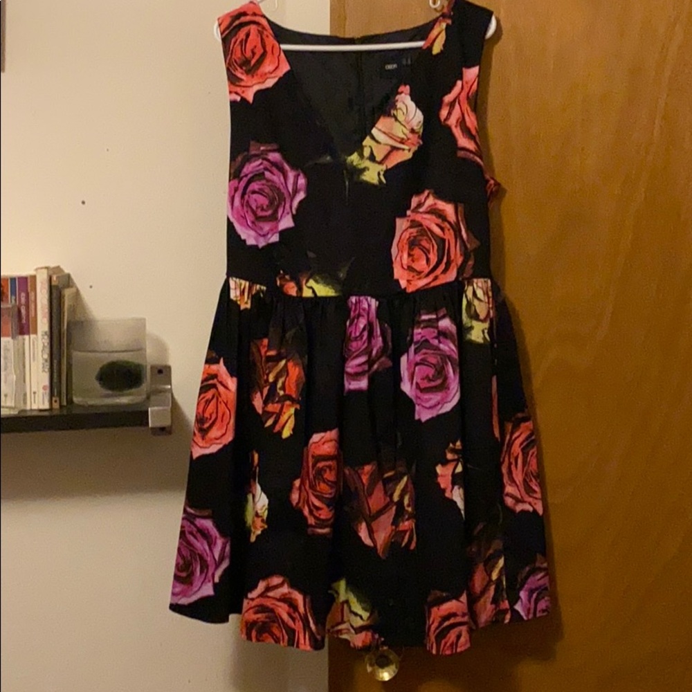 ASOS rose print on black party dress 14